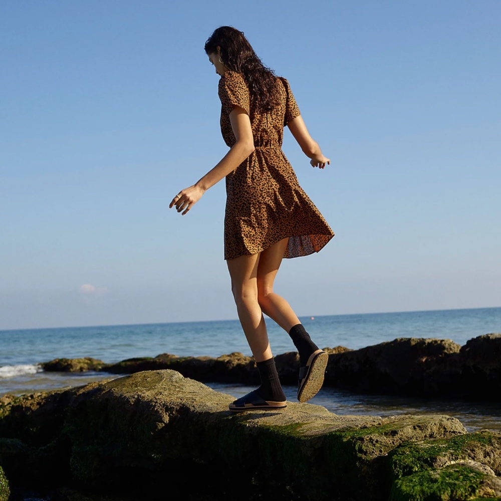 Madewell Flutter-Sleeve Wrap Mini Dress in Painted Leopard - Picture 4 of 8